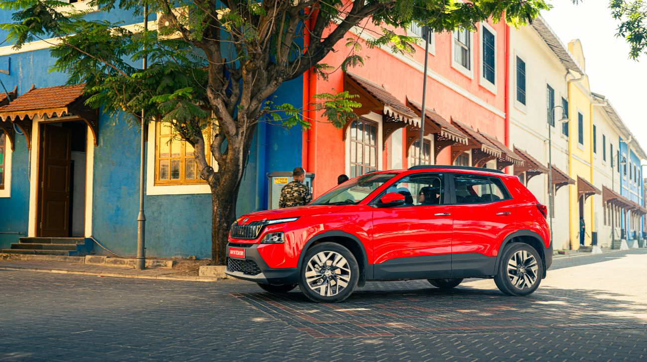1743770584-skoda Kylaq Side Look In City Red Co